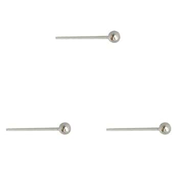 DENI 3 naselli dritti in argento con sfera piccola diametro 1,5 mm e asta sottile con uno spessore di 0,6 mm.