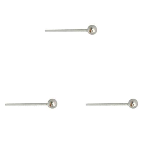 DENI 3 naselli dritti in argento con sfera piccola diametro 1,5 mm e asta sottile con uno spessore di 0,6 mm.