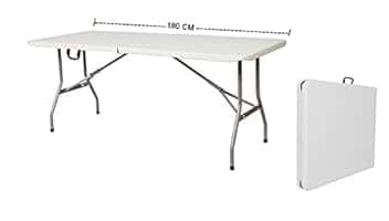GrecoShop Tavolo/Tavola Pieghevole a Valigetta Piano in Plastica HDPE Perfetto per Picnic Giardino Campeggio Feste Fiera Sagre Terrazza Bar Pub 180cm X 75cm X 74cm (Cod. 5477)