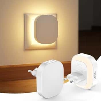 Suright 2 Pezz Luce Notturna Bambini, Luce Notturna da Presa con Sensore Movimento, Luminosità Regolabili, AUTO/ON/OFF, 2700K Lampada Notturna per Cameretta, Corridoio, Bagno e Cucina