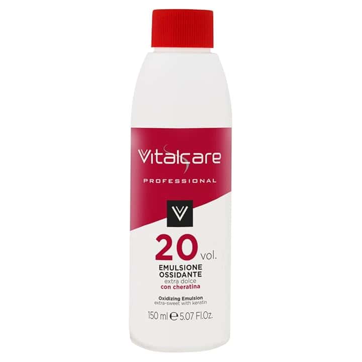 Vitalcare | Emulsione Ossidante 20 Volumi, Ossidante per Capelli Extra Dolce con Cheratina, Ravvivante Colore, Compatibile con Creme Coloranti, 150 ml Compact by Design (certificazione sviluppata da Amazon)