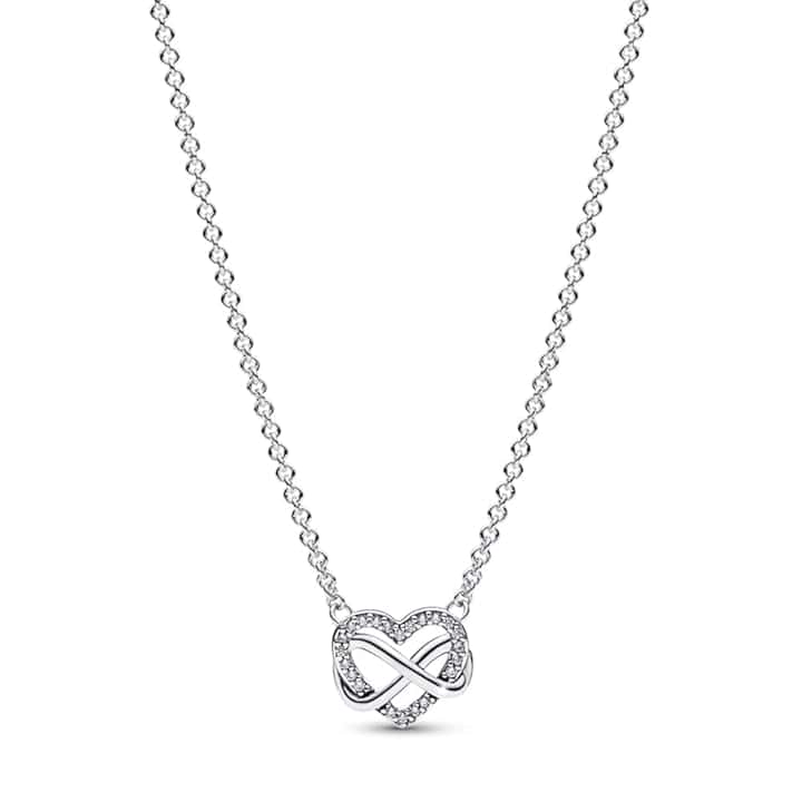 PANDORA Moments - Collana cuore infinito placcata in oro 14k con pietre di zirconia cubica incolori