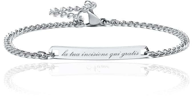 Maglione Gioielli Bracciale personalizzato festa del papà targhetta acciaio uomo regolabile