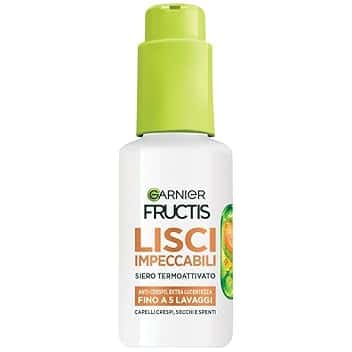 Garnier Fructis Siero Termoprotettore, Per Capelli Lisci e Lucenti a Lungo, Resistenti all'Umidità, Trattamento Lisciante alla Cheratina Vegetale e Olio di Argan, Lisci Cheratina, 50 ml