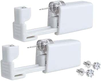 YIQI bianco USA e getta di sicurezza orecchio corpo naso labbro piercing da ombelico pistola kit acciaio INOX con Orecchino bianco corona - 2PCS