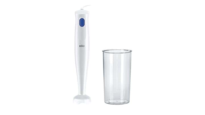 Braun Multiquick1 MQ10.001PWH MINIPIMER 5 ANNI DI ASSISTENZA, Leggero, con Bicchiere graduato 600ml, Sistema EasyTwist per cambiare facilmente accessorio, Tecnologia Splash Control, 450W,