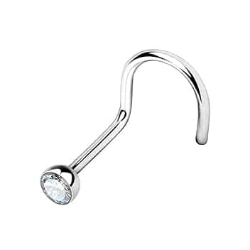WARRIOR Piercing al Naso Nose Stud Chiodino Naso Curvato con Pallina Cristallo Ceco Sterile in Acciaio Chirurgico 316L 22G(0.8mm) Lunghezza 6.5mm x 2.5mm PBS-002/PTB-002