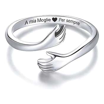 Bramart Anello da Donna A Mia Moglie in Argento Sterling 925 Regalo Anniversario d'amore per Moglie Regali Matrimonio - Dimensione Regolabile Anelli - Cofanetto incluso
