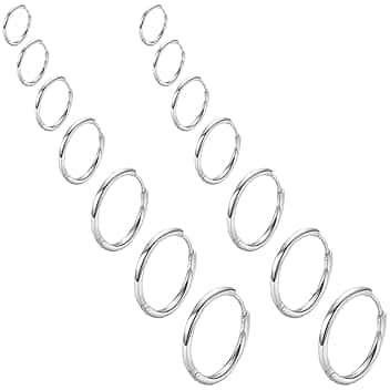 COYUN 7 Paia orecchini Argento a cerchio per uomini e donne, Orecchini Acciaio Inossidabile di Orecchini Cerchio Piccoli per Uomini e Donne Ipoallergenici Set di Orecchini 8-20 mm (argento)