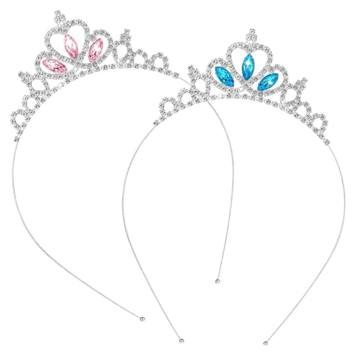 JYNXOR 2 x tiara da principessa in cristallo da donna, per concorso di bellezza, concorso di bellezza, accessori per capelli, per compleanno, matrimonio, Halloween, festa di Natale, M