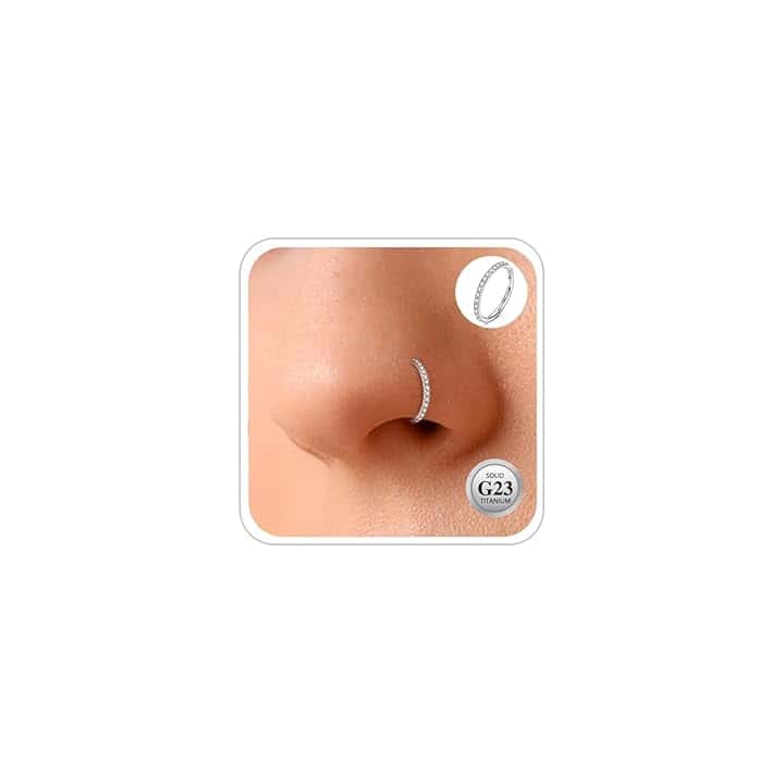 ESHIONER Piercing Naso Anello G23 Titanio Ipoallergenico Anelli Piercing Naso Orecchino Helix Septum Conch Piercing Nostril Trago CZ Orecchini Oro Argento Daith Finto 6MM 8MM 10MM 12MM 16G 18G 20G