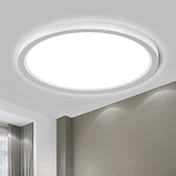 LQWELL® Plafoniera Lampada da soffitto a LED, Lampada da bagno impermeabile IP44 Rotonda Piatta 18W 6000K 1980LM Sottile per Soggiorno Bagno Camera da letto Cucina Seminterrato Ufficio, 220 * 24mm