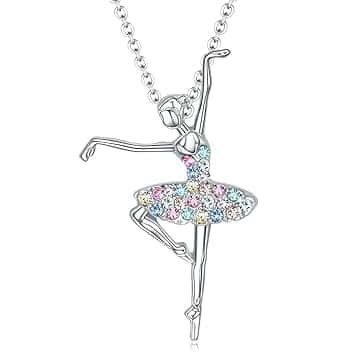ZILZUFA Collana per Ragazza e Ballerina, Pendente con Ciondolo a Forma di Ballerina, Regalo per Amanti della Danza Classica, Collana per Ragazza