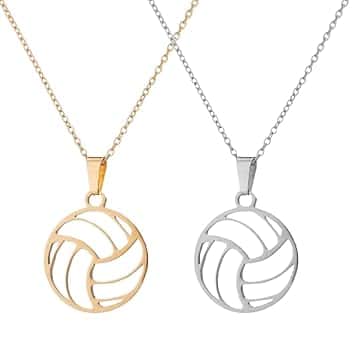 MIRKUZI 2 pezzi Collana da pallavolo in acciaio inossidabile per ragazzi Collana da basket Catena semplice per clavicola Regalo per ragazze adolescenti Ragazzi.