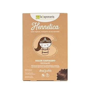 La Saponaria | Hennetica Tinta Vegetale, Mix di erbe tintorie per un colore intenso e naturale, Effetto volumizzante, Vegano, Equosolidale, 100 gr (castano, 100 g)