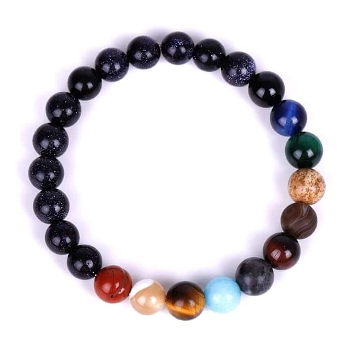 Thajaling Bracciale Galaxy Sistema Solare Elastico in Pietra Naturale Braccialetti universali Regalo per Bambini e ragazzi