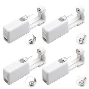 WIRZUL 4 Pezzi Pistola per buchi orecchie Pistola orecchini usa e getta Impostato Con Orecchini con strass*2 e orecchini con perle*2