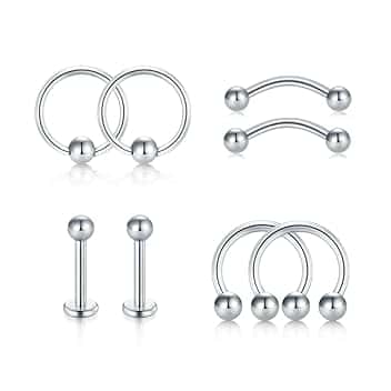 VF VFUN 16G Trago Orecchio, Acciaio Chirurgico Filettato Internamente Labbro Anelli, Curved Barbell Bar Piercing, Sopracciglia Anelli, Cartilage Orecchio