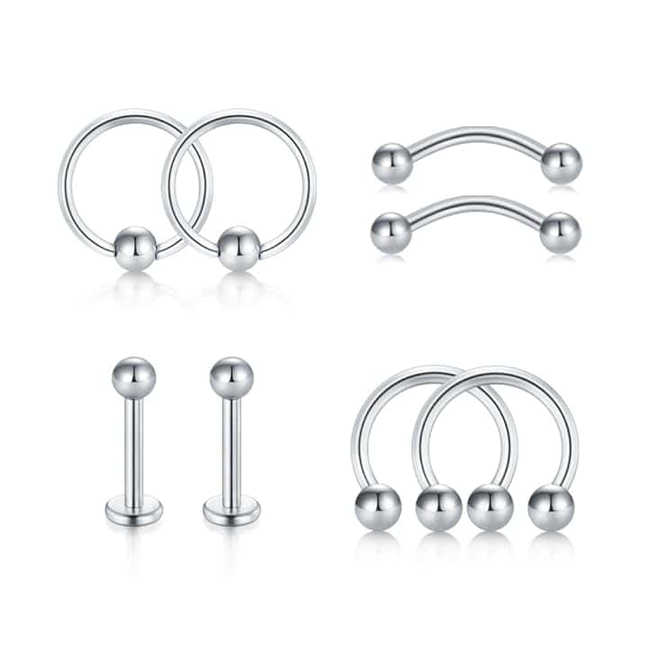 VF VFUN 16G Trago Orecchio, Acciaio Chirurgico Filettato Internamente Labbro Anelli, Curved Barbell Bar Piercing, Sopracciglia Anelli, Cartilage Orecchio