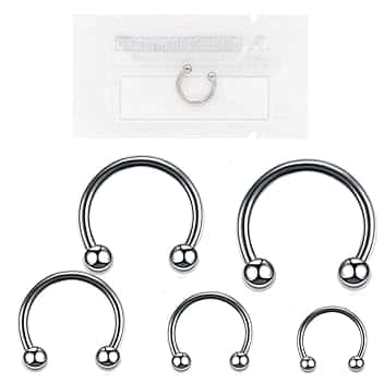 WARRIOR Piercing Ferro di Cavallo Circular/Curved Barbell Trago Helix Septum Orecchio Sterile in Acciaio Chirurgico 316L 16G(1,2mm) Body Piercing Gioielli PYS-001