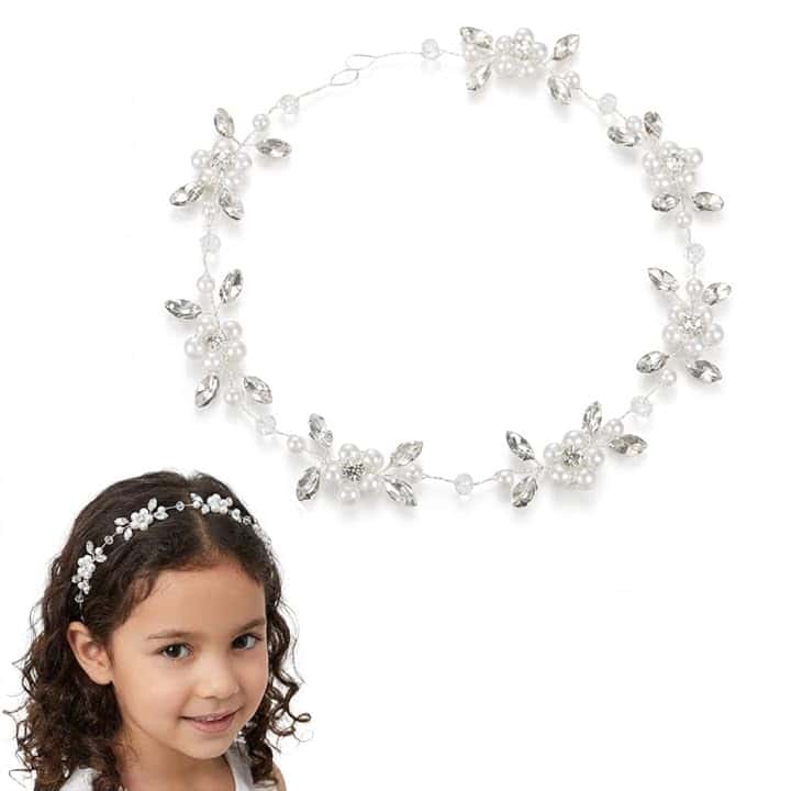 KAHZOR 1 pezzo Accessorio per capelli, coroncina comunione bambina, prima comunione bambina, coroncina prima comunione, comunione e battesimo, corona di fiori, decorazione per bambine