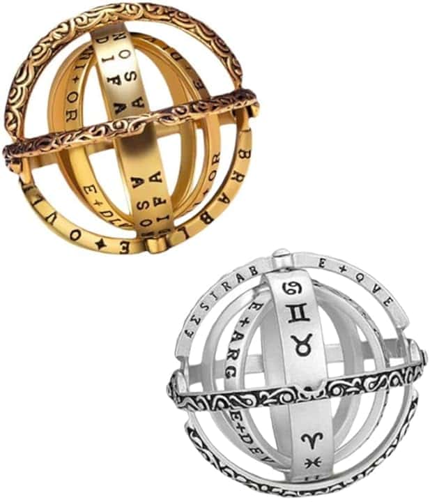GENERIC Anello a Sfera con Sfera astronomica 3D Anello a Dito cosmico Anello a Dito cosmico Pieghevole Vintage 2 Pezzi Attractive Design