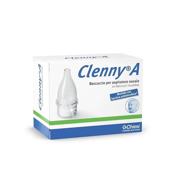 Clenny A Beccuccio Per Aspiratore Nasale - Morbido Beccuccio con Filtro Antimicrobico Nanomolecolare - Per utilizzo su Neonati e Bambini - 1 Confezione da 20 Ricambi Monouso
