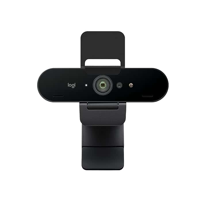 Logitech Brio 4K webcam, videochiamate, microfono con cancellazione del rumore, correzione automatica dell'illuminazione HD, per Microsoft Teams, Zoom, Google Voice, Google Meet, PC/Mac/Laptop/Macbook