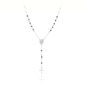 SAGA GIOIELLI COLLANA ROSARIO SFERE NERE ARGENTO ACCIAIO