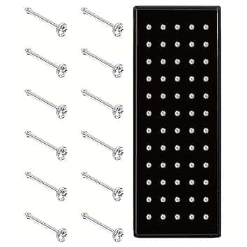JEXOWIQ 60 Pcs Piercing Naso Brillantino, Acciaio Inossidabile, Forma di I, Cristallo, Ipoallergenico, Orecchini Naso