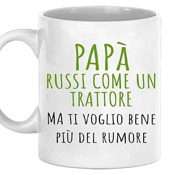 Tazza Papà Russi come un Trattore - Idee Regalo Simpatiche per la Festa del papà - Uomo compleanno Idee regali per Padri originale per lui Natale Colazione Cucina (Ceramica - Bianco)