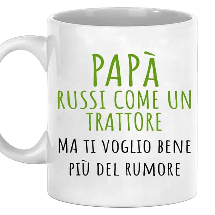 Tazza Papà Russi come un Trattore - Idee Regalo Simpatiche per la Festa del papà - Uomo compleanno Idee regali per Padri originale per lui Natale Colazione Cucina (Ceramica - Bianco)