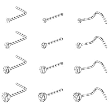 JEYORZY 12 Pezzi Piercing Naso Ipallergenico perno nasale, Piercing Naso per Donna, Piccolo Piercing Forma perno nasale Brillantino per Donne Uomini Piercings Nostril, Nostril Piercings Gioielli