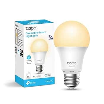 Tapo L510E Lampadina Wi-Fi E27, Funziona con Amazon Alexa e Google Home, 806 lumen, Giallo caldo dimmerabile dall' 1% al 100%, 2700 K, Controllo da remoto, 1 pezzo