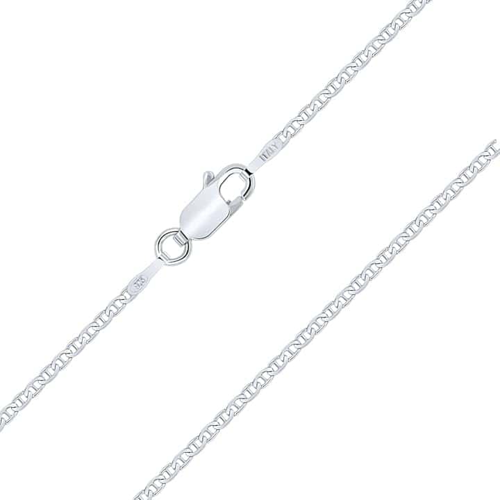 Planetys Catenina per Bambini Argento Sterling 925 Rodiato Modello Marinara Larghezza: 1.8 mm Lunghezza: 32-34-36-38-40 cm