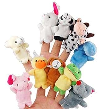 10pcs Cartoon Animal Dito, Morbido Velluto Bambole Props Giocattoli Dito Giocattoli Impostato per Neonati e Bambini