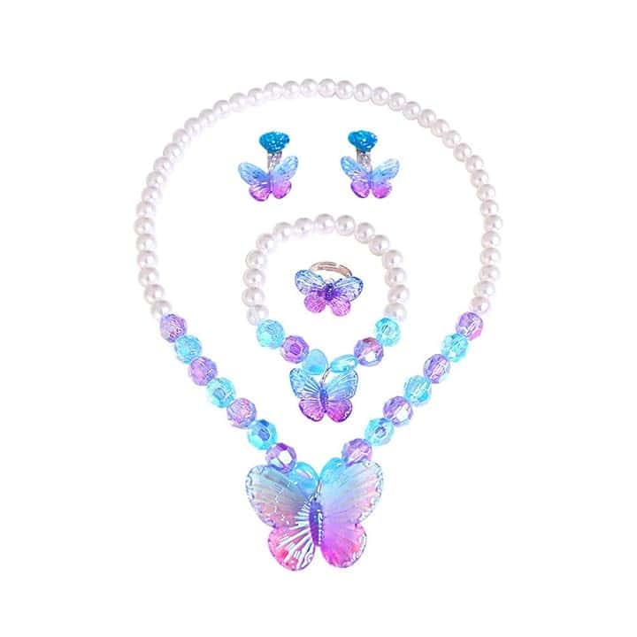 VJUYSW Set di Gioielli Farfalla per Ragazze, Collana, Anelli, Bracciali, Orecchini, Regalo per Feste di Compleanno, Feste a Tema, Halloween