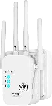 Ripetitore Wifi 1200 Mbps, 5GHz/2.4GHz Dual-Band Wifi Extender Potente, Amplificatore Wifi, Porta Gigabit LAN, Access Point, Supporta 3 Modalità, Repeater WiFi Compatibile con Tutti i Modem Router
