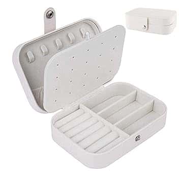 ZOCONE Portagioie Viaggio, 2 Strati Portable Portagioie Piccolo Portagioie da Viaggio Donna, Adatto per Riporre Orecchini/Anelli/Collane, 16.5 * 11.5 * 5.5cm