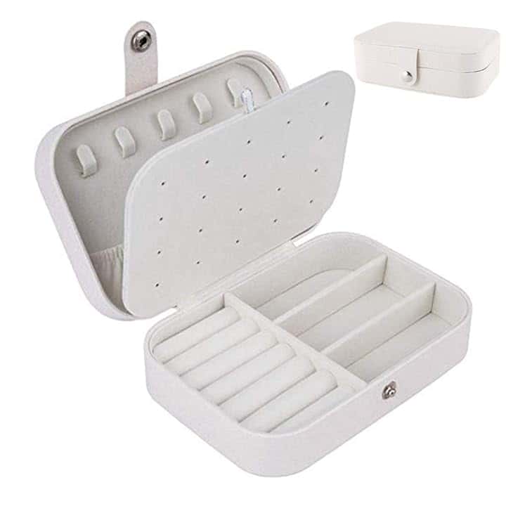 ZOCONE Portagioie Viaggio, 2 Strati Portable Portagioie Piccolo Portagioie da Viaggio Donna, Adatto per Riporre Orecchini/Anelli/Collane, 16.5 * 11.5 * 5.5cm