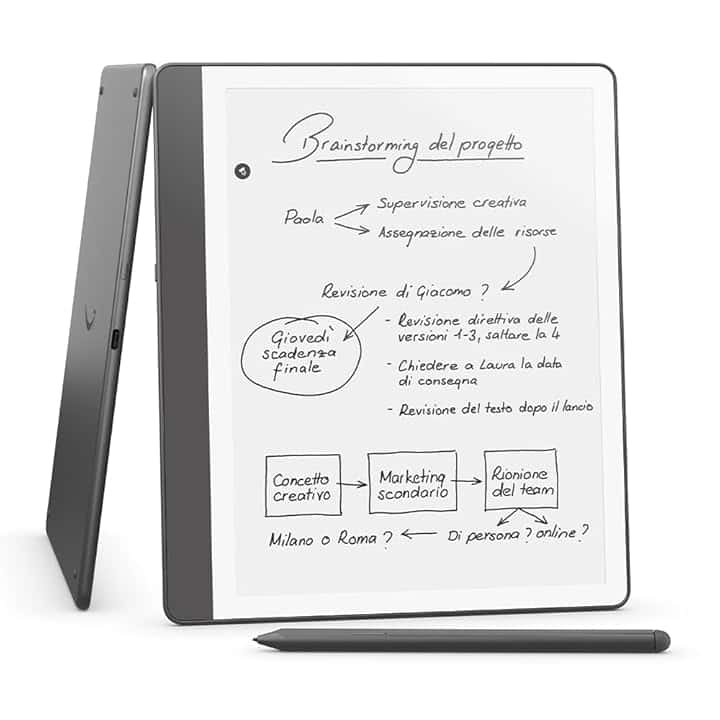 Amazon Kindle Scribe (32 GB) | Schermo ridisegnato con bordi uniformi. Ora puoi scrivere nei libri e nei documenti | Penna premium inclusa | Grigio tungsteno