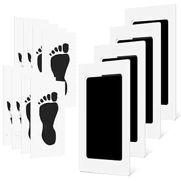 4Pcs Impronta Mani e Piedi Neonati, Kit Impronta Cane con 8 Carte Scheda di Stampa Bianca, Senza Inchiostro Set Impronte Bimbi, Sicuri Cuscinetto del Timbro Senza Tocco, Regalo Battesimo Bimbo