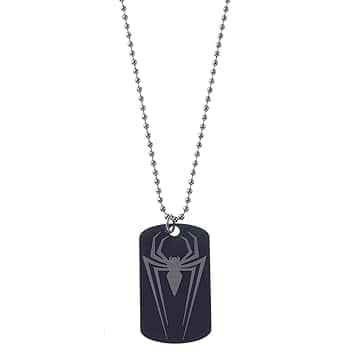 Marvel Collana in acciaio inox con ciondolo Spider-Man/Thanos/Avengers/Black Panther per bambini, lunghezza 56 cm