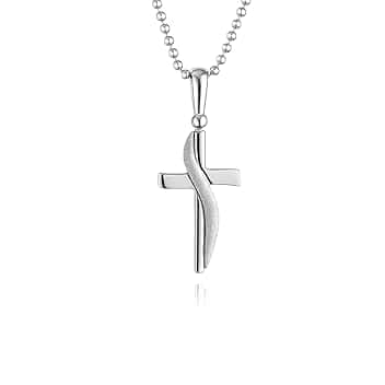 fish Ciondolo A Croce In Argento 925 Con Collana Regolabile A Sfera Per Ragazzi E Ragazze