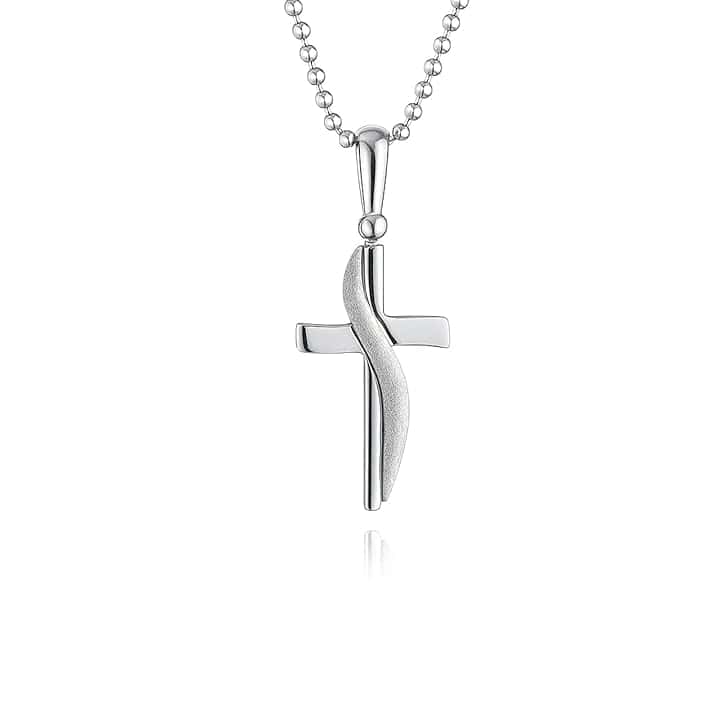 fish Ciondolo A Croce In Argento 925 Con Collana Regolabile A Sfera Per Ragazzi E Ragazze