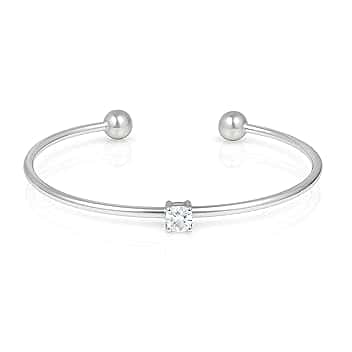 SAGA GIOIELLI Bracciale Donna in Acciaio Inossidabile Regolabile con Zircone da 5 mm – Punto Luce Elegante Braccialetto Rigido Aperto, Idea Regalo Raffinata