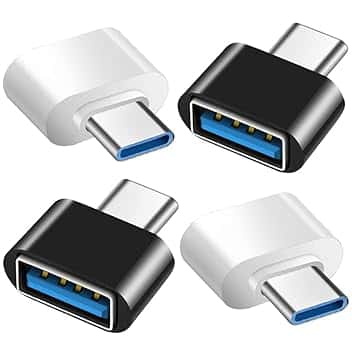 Adattatore USB C a USB (4 Pezzi), Adattatore USB C a USB A 3.0 OTG, USB Femmina a USBC Maschio Compatibile con MacBook Pro, Samsung Galaxy, Telefoni di Tipo-C, Tablet e Altro (Nero e Bianco)