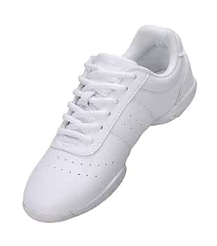 Scarpe da ballo da donna con lacci per palestra, sport, aerobica, cheerleader, per allenamento, bianco, 38 EU