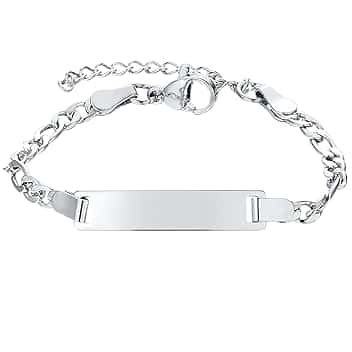 JewelryWe Braccialetto Bambino con Nome Personalizzato, Nome/Data/Coordinate,Bracciale Targhetta Identificativa,Regalo
