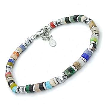 SAGA GIOIELLI Bracciale Uomo Rondelle Colorate Acciaio